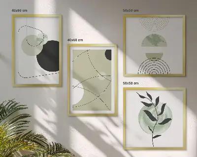 Abstracte vormen en kleuren meerluik in lijst