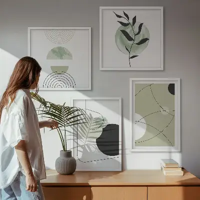 Abstracte vormen en kleuren meerluik in lijst