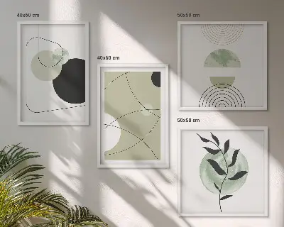 Abstracte vormen en kleuren meerluik in lijst