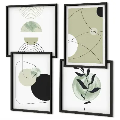 Abstracte vormen en kleuren meerluik in lijst