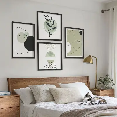 Abstracte vormen en kleuren meerluik in lijst