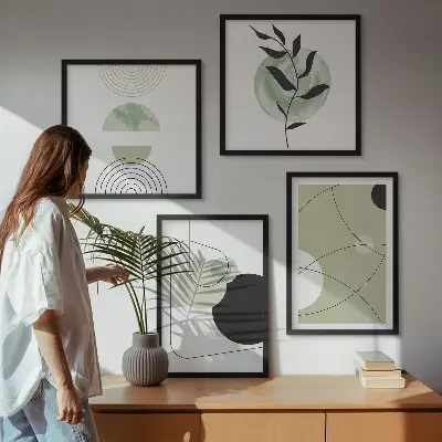 Abstracte vormen en kleuren meerluik in lijst