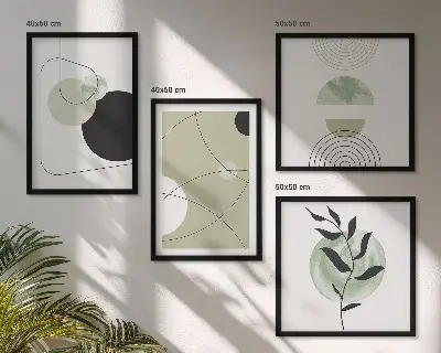 Abstracte vormen en kleuren meerluik in lijst