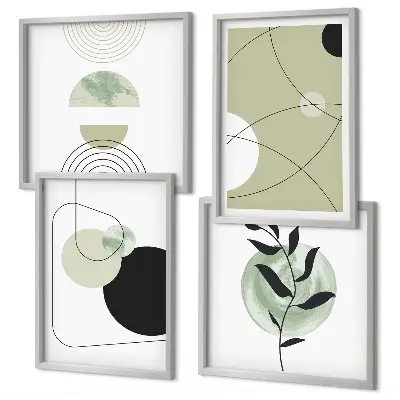Abstracte vormen en kleuren meerluik in lijst
