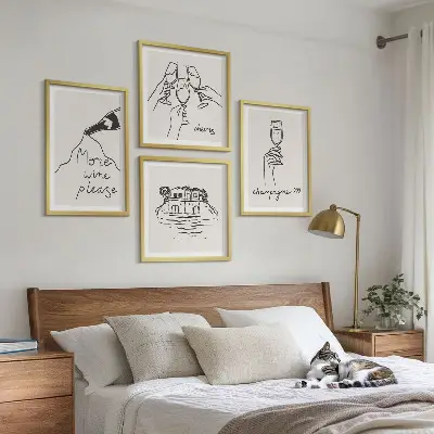 Posterset met lijst Vrolijke momenten met champagne set van posters met lijst