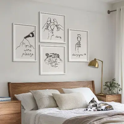 Posterset met lijst Vrolijke momenten met champagne set van posters met lijst