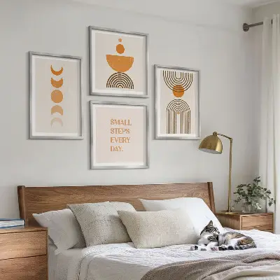 Set van posters met lijst met minimalistische boho-patronen