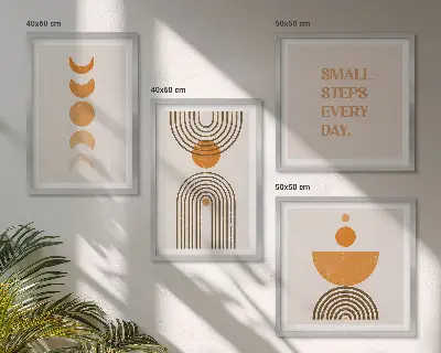 Set van posters met lijst met minimalistische boho-patronen
