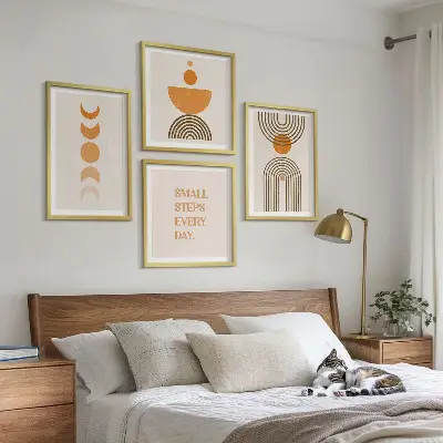 Set van posters met lijst met minimalistische boho-patronen