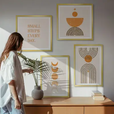 Set van posters met lijst met minimalistische boho-patronen