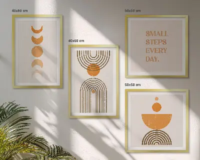 Set van posters met lijst met minimalistische boho-patronen