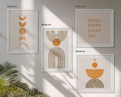 Set van posters met lijst met minimalistische boho-patronen