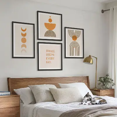 Set van posters met lijst met minimalistische boho-patronen