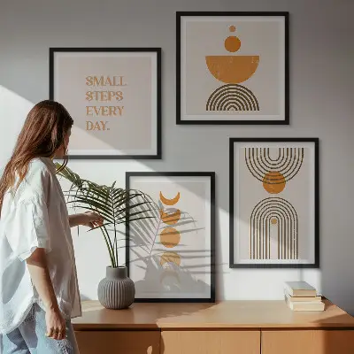 Set van posters met lijst met minimalistische boho-patronen