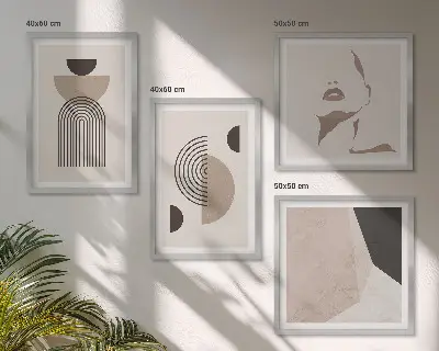 Abstracte gelaatsvormen meerluik in lijst