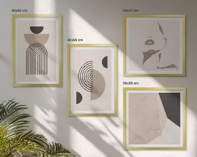 Abstracte gelaatsvormen meerluik in lijst