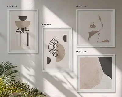 Abstracte gelaatsvormen meerluik in lijst
