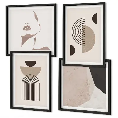 Abstracte gelaatsvormen meerluik in lijst