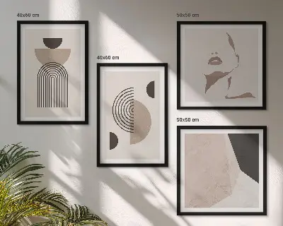 Abstracte gelaatsvormen meerluik in lijst