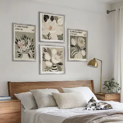 Meerluik in lijst Retro bloemenprints uit verschillende steden