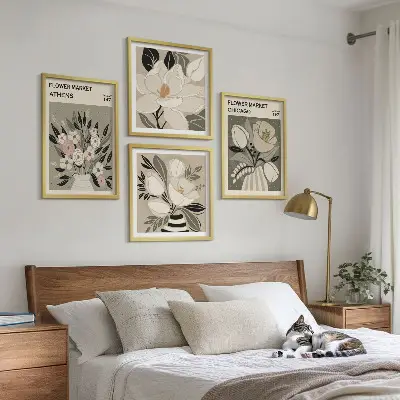 Meerluik in lijst Retro bloemenprints uit verschillende steden