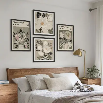 Meerluik in lijst Retro bloemenprints uit verschillende steden