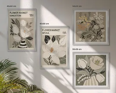 Kingston Seoul retro bloemen meerluik in lijst