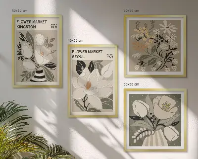 Kingston Seoul retro bloemen meerluik in lijst