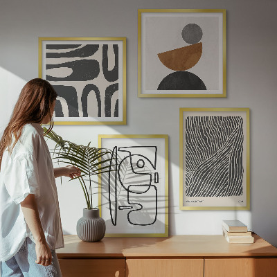 Set van posters met lijst Abstracte patronen met lijnen
