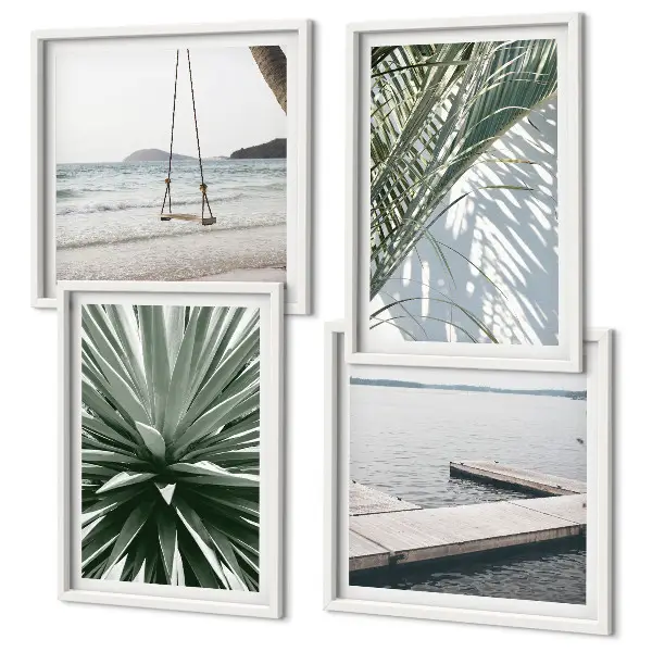 Hangbrug van palmbladeren set van posters met lijst