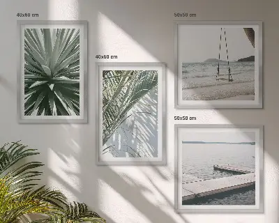 Hangbrug van palmbladeren set van posters met lijst