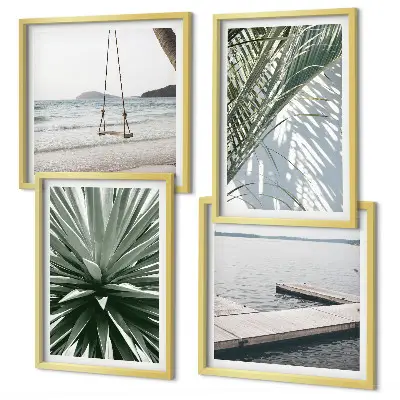 Hangbrug van palmbladeren set van posters met lijst
