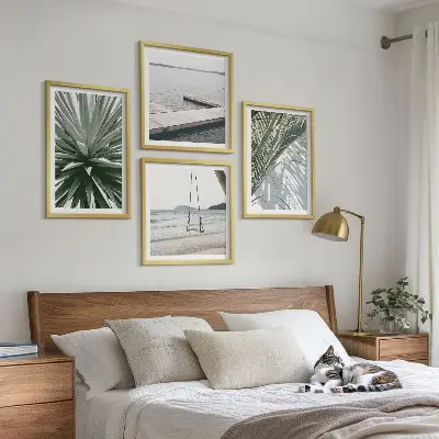 Hangbrug van palmbladeren set van posters met lijst