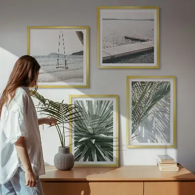 Hangbrug van palmbladeren set van posters met lijst