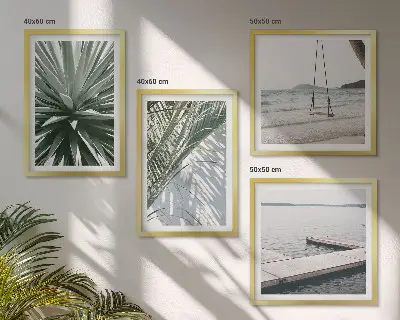 Hangbrug van palmbladeren set van posters met lijst