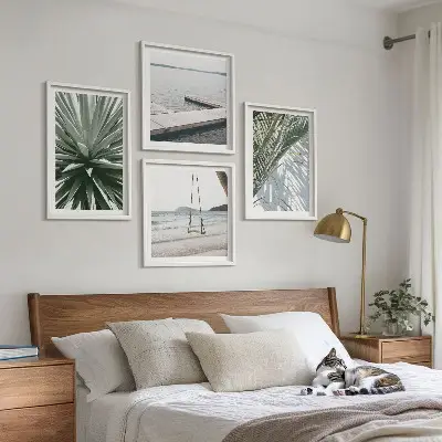 Hangbrug van palmbladeren set van posters met lijst