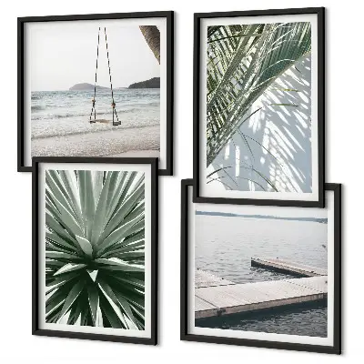 Hangbrug van palmbladeren set van posters met lijst