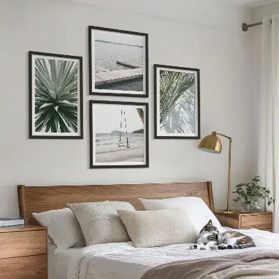 Hangbrug van palmbladeren set van posters met lijst