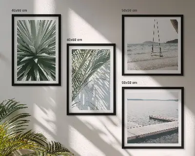 Hangbrug van palmbladeren set van posters met lijst