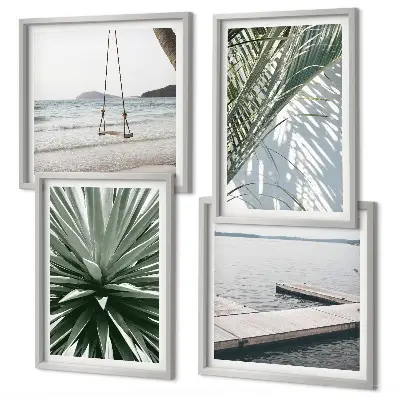 Hangbrug van palmbladeren set van posters met lijst