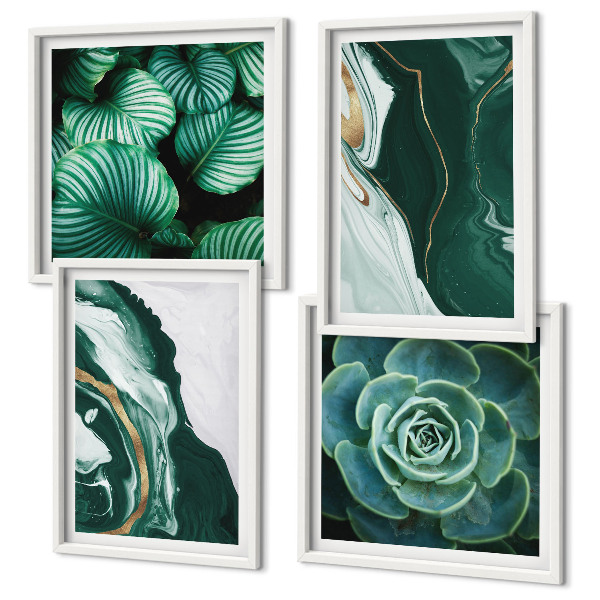 Set van posters met lijst Abstracte patronen van vetplantbladeren