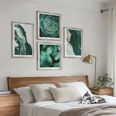 Set posters met lijst met abstracte patronen van vetplantbladeren