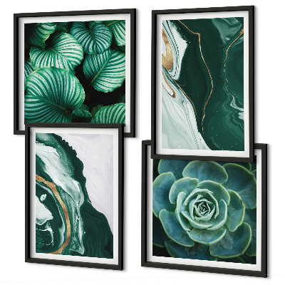Set van posters met lijst Abstracte patronen van vetplantbladeren