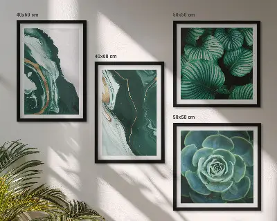 Set posters met lijst met abstracte patronen van vetplantbladeren