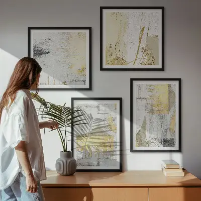 Abstracte minimalistische patronen meerluik in lijst