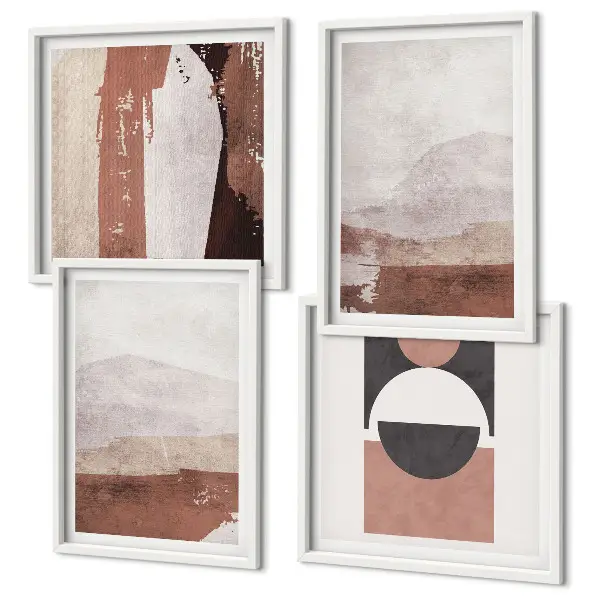 Abstracte bruine patronen set van posters met lijst