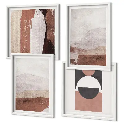 Abstracte bruine patronen set van posters met lijst