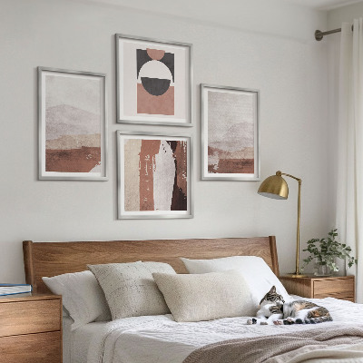 Set van posters met lijst Abstracte bruine patronen