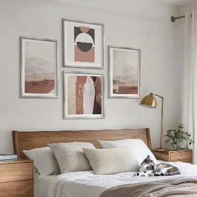 Abstracte bruine patronen set van posters met lijst