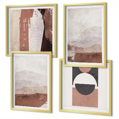 Abstracte bruine patronen set van posters met lijst